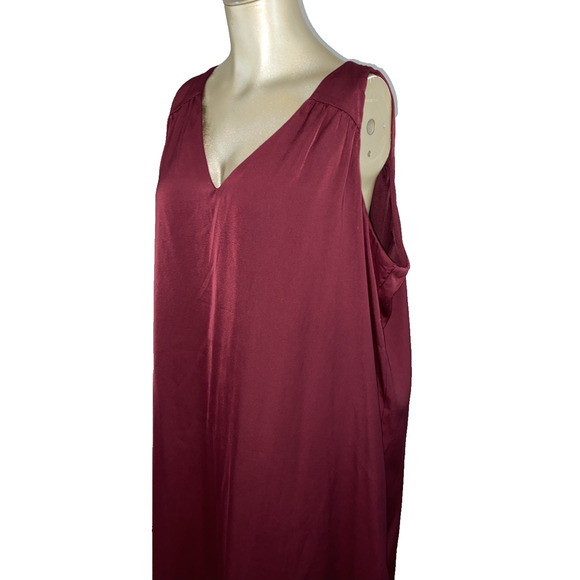 Old Navy Maroon Tie Back Satin Shift Dress Women XL Sleeveless - Picture 2 of 7